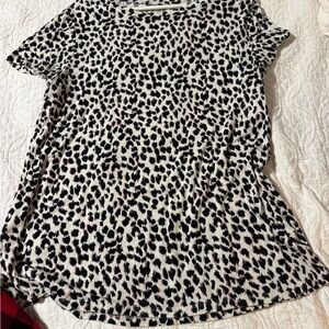 Maurices Black and White Animal Print Short Sleeve Top